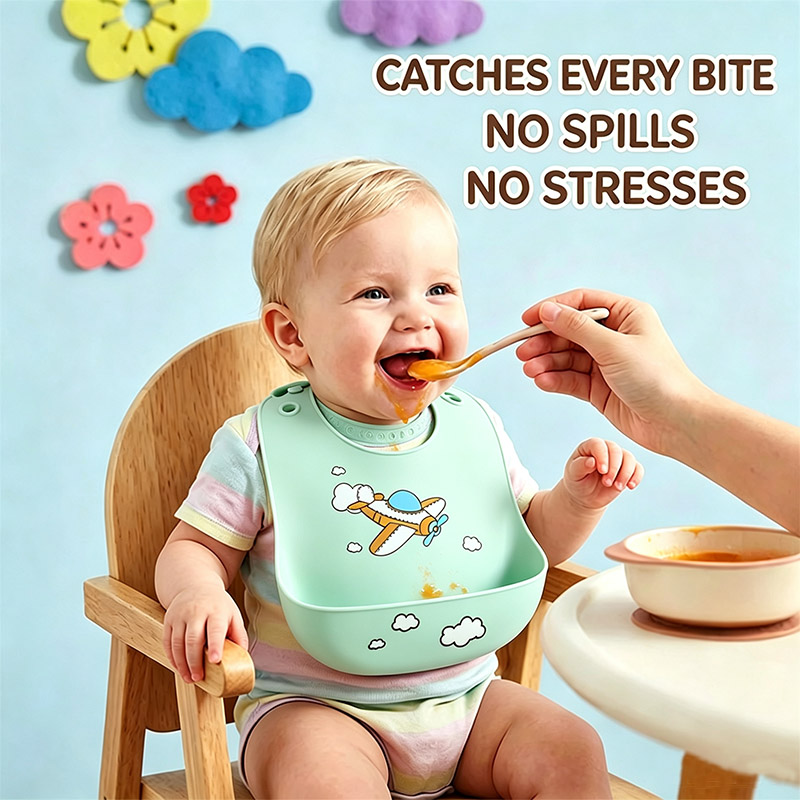 Feeding Baby Food - Babador de silicone para alimentação de