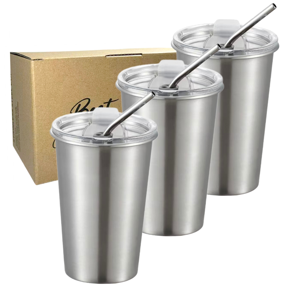 Training Cup Straw - Copo de aço inoxidável com tampa