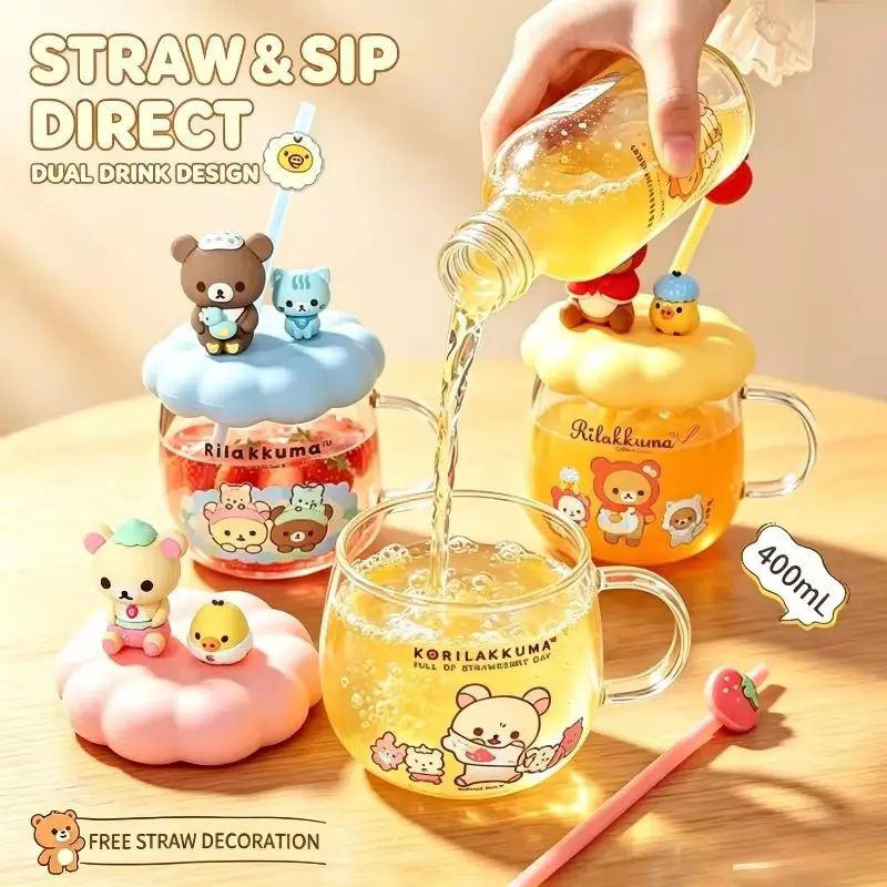 Copo de vidro rilakkuma com ta - Training Cup Straw avaliação e preço