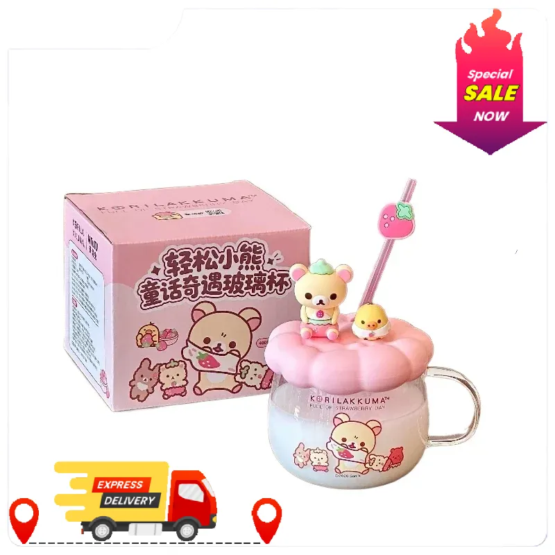 Copo de vidro rilakkuma com ta - Training Cup Straw avaliação e preço
